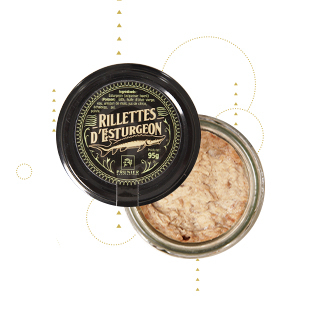 Rillettes d'esturgeon Prunier crème échalotes