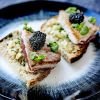 Recette Caviar Prunier Baeri Tradition, Albacore mi cuit, confit d'oignons doux