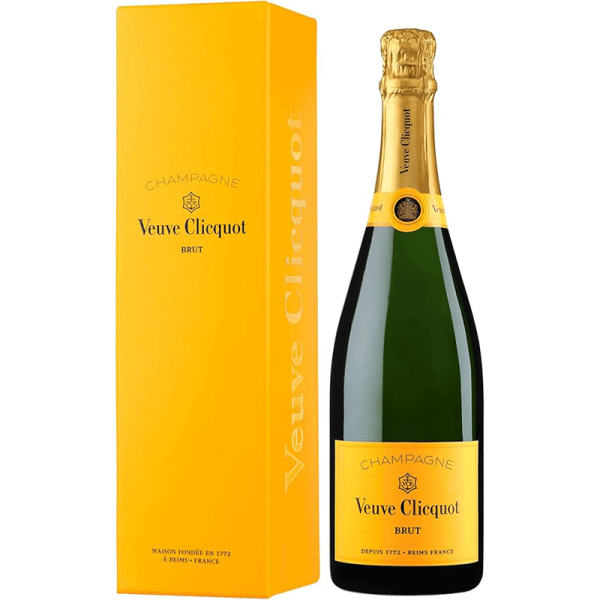 Veuve Cliquot Yellow Label Champagne and its case