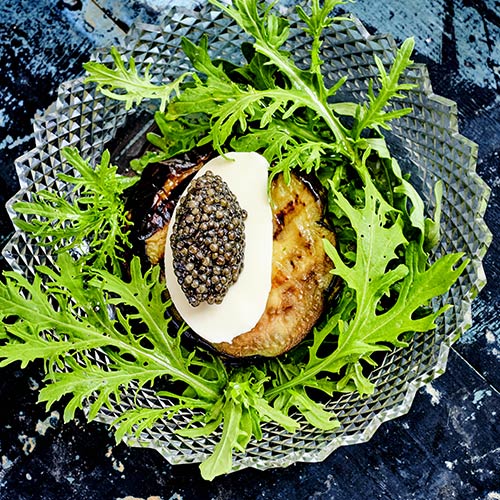 recette pâques caviar burrata aubergine